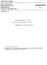 Croup of Experts on Geographicat Names WORKING PAPER Fifteen Session NO