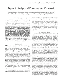 Dynamic Analysis of Crankcase and Crankshaft