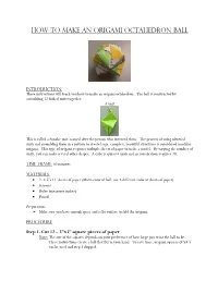 How to Make an Origami Octahedron Ball