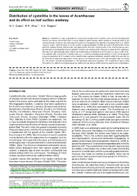 &lt;I&gt;Acanthaceae&lt;/I&gt; and Its Effect on Leaf Surface Anatomy