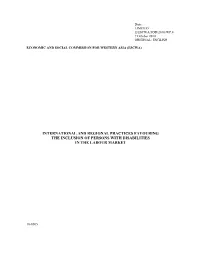 International and Regional Practices Favoring the Inclusion of Persons