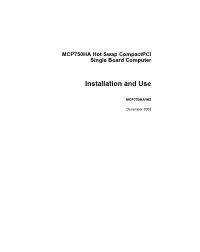 MCP750HA Compactpci Single Board Computer Installation And