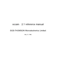 Occam 2.1 Reference Manual