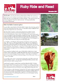 Ruby Ride and Read 3 November 2011