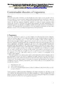 Contextualist Theories of Vagueness