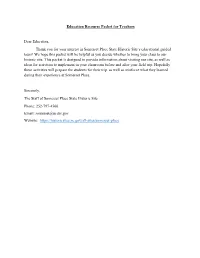 Education Recourse Packet for Teachers Dear Educators, Thank