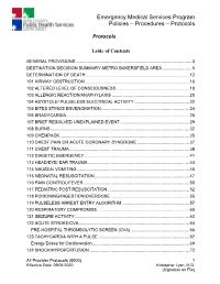 Emergency Medical Services Program Policies – Procedures – Protocols