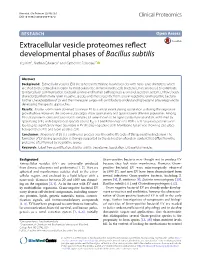 Extracellular Vesicle Proteomes Reflect Developmental Phases of Bacillus Subtilis Yeji Kim1, Nathan Edwards2 and Catherine Fenselau1*