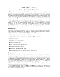 Linear Algebra I: 2017/18 Revision Checklist for the Examination