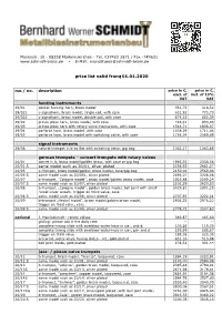 Price List Valid From: 01.01.2020