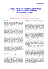 An Agile Aircraft Non-Linear Dynamics by Continuation Methods and Bifurcation Theory