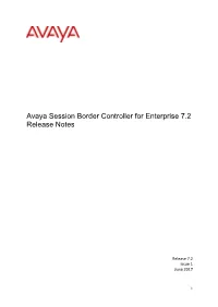 Avaya Session Border Controller for Enterprise 7.2 Release Notes