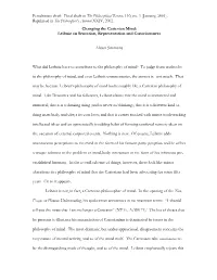 Changing the Cartesian Mind: Leibniz on Sensation, Representation and Consciousness