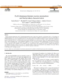 Fe2o3/Aluminum Thermite Reaction Intermediate and Final Products