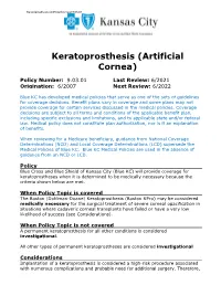 Keratoprosthesis (Artificial Cornea) 9.03.01