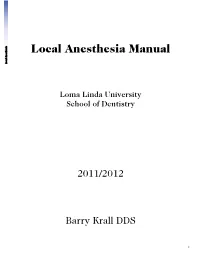 Local Anesthesia Manual Local Anesthesia
