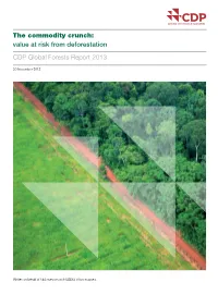 Value at Risk from Deforestation CDP Global Forests Report 2013