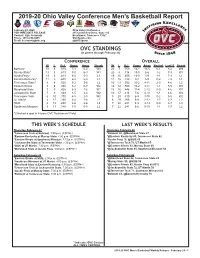 2019-20 OVC Basketball Notes.Indd
