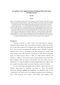 An Analysis on the Implementation of Religious Education Policy in Public Schools