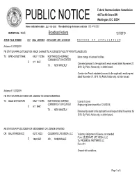 Broadcast Actions 12/3/2019