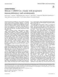 CARD10 in a Family with Progressive Immunodeﬁciency and Autoimmunity