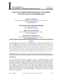 Causes of Corruption from Entrepreneurs' Perceptions