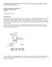 Neomycin and Polymyxin B Sulfates Solution for Irrigation, USP Rx Only