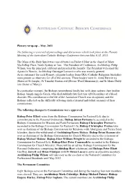 Plenary Wrap-Up – May, 2011 the Following Is a Record of Proceedings