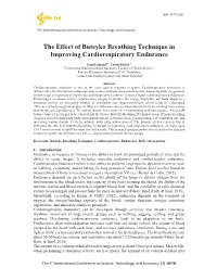 The Effect of Buteyko Breathing Technique in Improving Cardiorespiratory Endurance