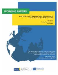 Unity in Diversity? Neoconservative Multiculturalism and the Conservative Party of Canada
