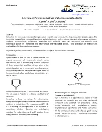 A Review on Pyrazole Derivatives of Pharmacological Potential A