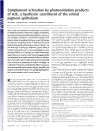 Complement Activation by Photooxidation Products of A2E, a Lipofuscin Constituent of the Retinal Pigment Epithelium