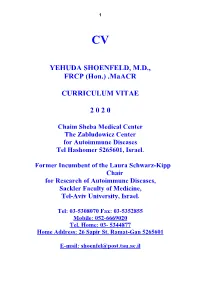 Cv Prof. Yehuda Shoenfeld