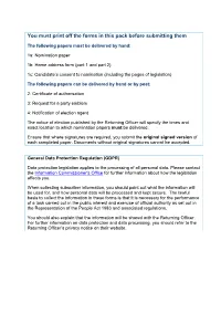 Draft Revised Principal Area Nomination Pack Incl Election Agent