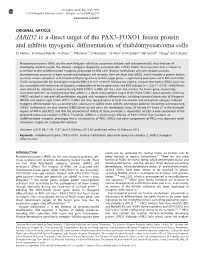 JARID2 Is a Direct Target of the PAX3-FOXO1 Fusion Protein and Inhibits Myogenic Differentiation of Rhabdomyosarcoma Cells