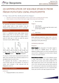 Quantification of Soluble Starch from Fresh Potatoes Using Photopette