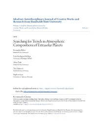 Searching for Trends in Atmospheric Compositions of Extrasolar Planets Kassandra Weber Humboldt State University