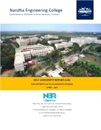 Self Assessment Report (Sar) Department of Management Studies April - 2021