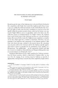 The Tenth Book of Ovid's Metamorphoses As Orpheus