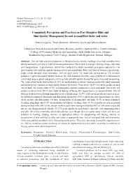 Community Perception and Practices on Post Slaughter Hide and Skin Quality Management in and Around Bale Robe and Goba