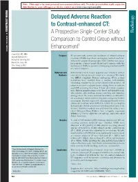 Delayed Adverse Reaction to Contrast-Enhanced CT: CONSTRAST MEDIA