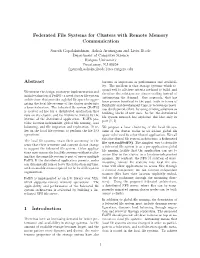 Federated File Systems for Clusters with Remote Memory Communication