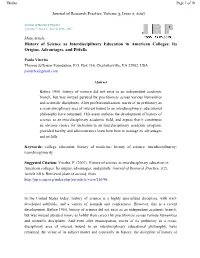 History of Science As Interdisciplinary Education in American Colleges: Its Origins, Advantages, and Pitfalls