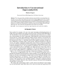Introduction to Unconventional Superconductivity Manfred Sigrist