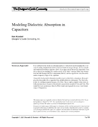 Modeling Dielectric Absorption in Capacitors