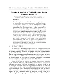Structural Analysis of Isaiah 61 with a Special Focus on Verses 1-3
