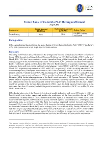 Union Bank of Colombo PLC: Rating Reaffirmed Aug 16, 2021