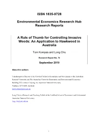 A Rule of Thumb for Controlling Invasive Weeds an Application To
