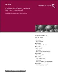 Columbia Acorn Family of Funds Class A, B, C, I, R and R5 Shares