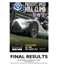 FINAL RESULTS Result Published – 6 August 2012 14.28Hrs No Merged Classes
